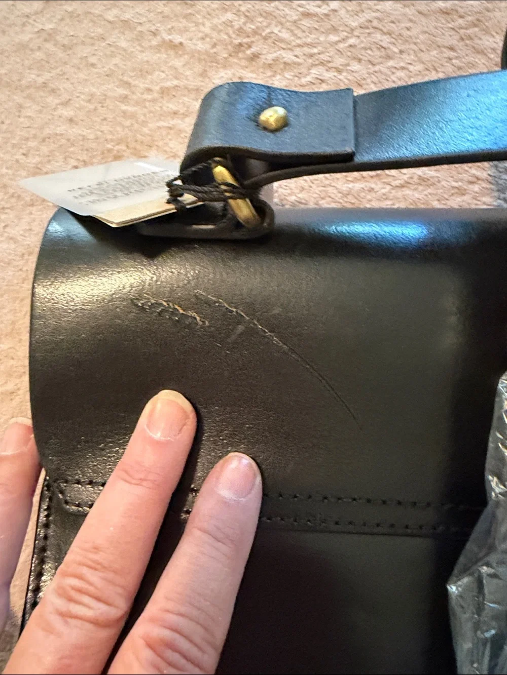 Kelsi Dagger Black Assembly Leather Backpack with Gold-Tone Lock